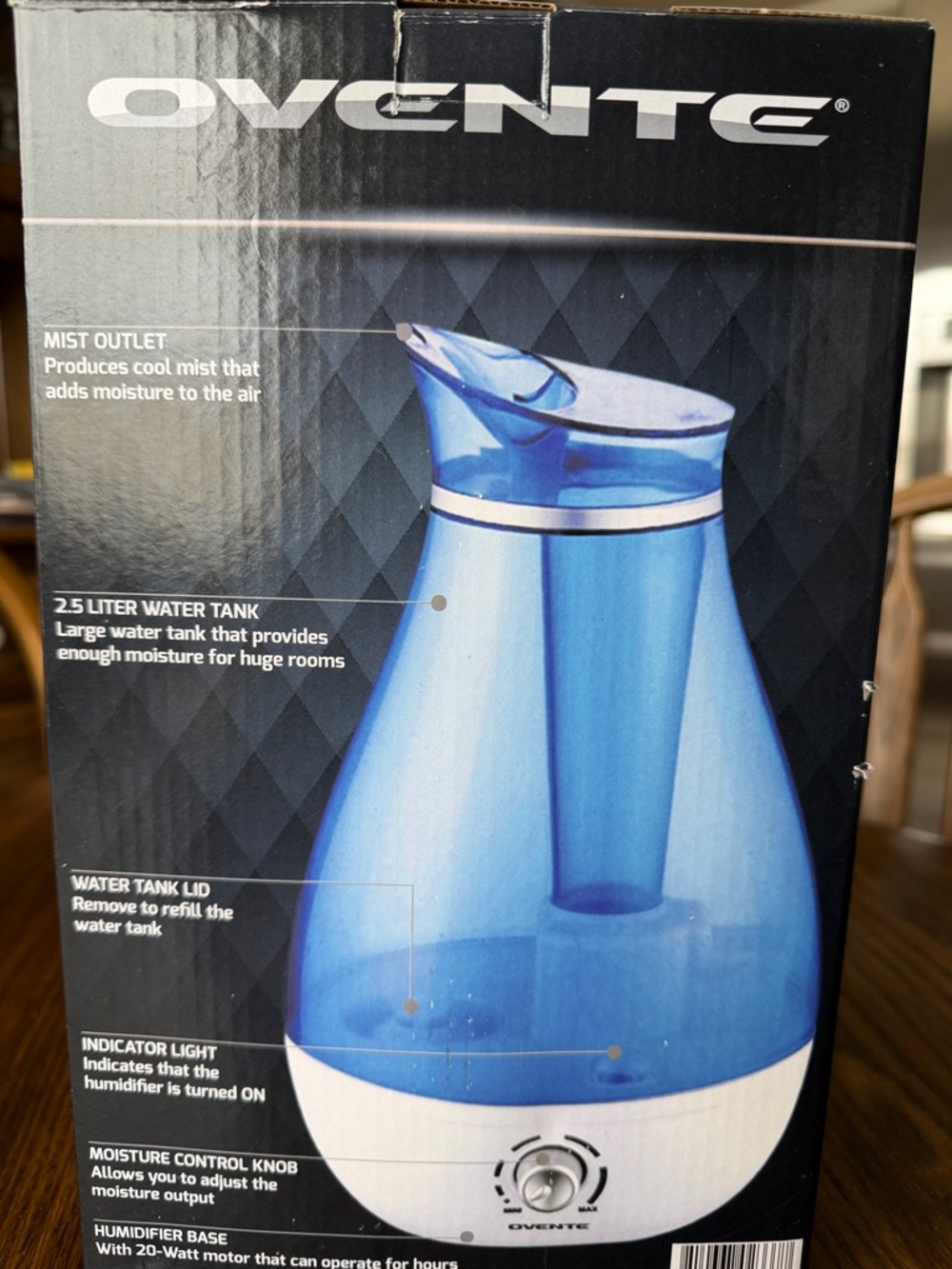 Blue Cool Mist Humidifier – 2.5L Water Tank